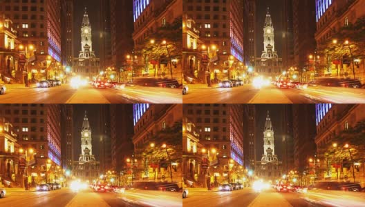 高清费城街道夜景图高清在线视频素材下载