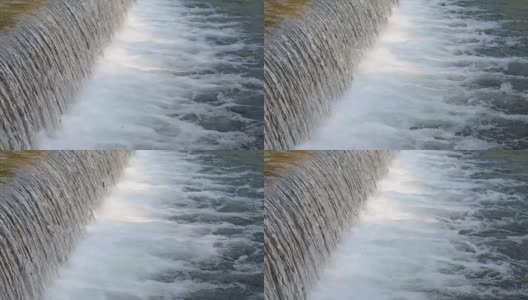 水流湍急的小水坝。高清在线视频素材下载