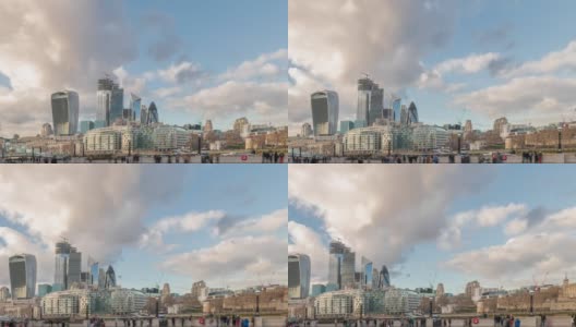 平移时间推移的观点与云的伦敦天际线白天高清在线视频素材下载