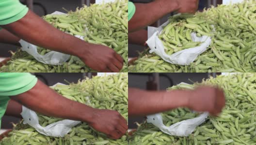 公开市场-陈列的糖荚豌豆高清在线视频素材下载