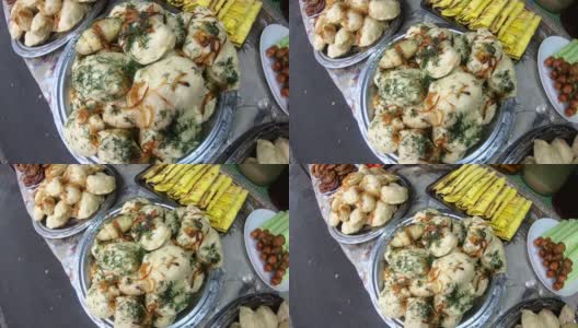 传统的乌克兰菜。节日桌上的饺子高清在线视频素材下载