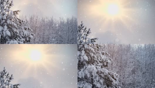 圣诞贺卡4k -雪花与闪光效果和相机运动高清在线视频素材下载