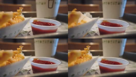 番茄酱薯条薯条垃圾食品快餐50倍速度高清在线视频素材下载