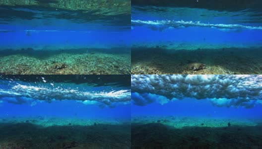 水下的观点，海浪打破礁高清在线视频素材下载