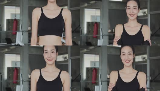 亚洲女性在健身房锻炼感觉很棒。高清在线视频素材下载