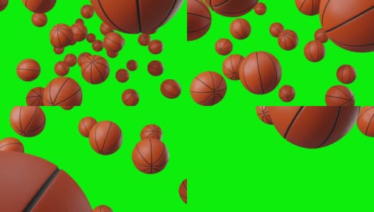 许多篮球上的绿色色度键。高清在线视频素材下载
