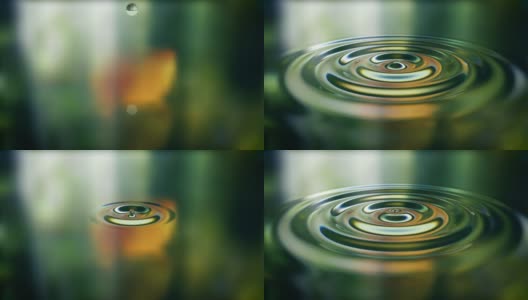 水滴飞溅的水面上的3d插图特写高清在线视频素材下载