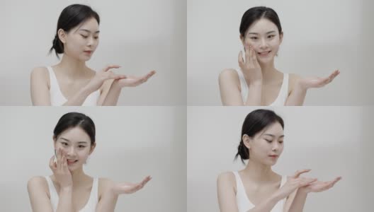 美丽的亚洲女孩，皮肤护理高清在线视频素材下载