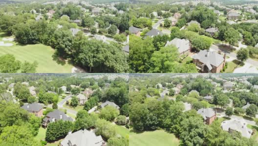 无人机拍摄了美国郊区的一个高档小区在早春高清在线视频素材下载