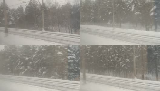 从火车窗口看到的美丽景色，一段经过的冬季风景视频高清在线视频素材下载