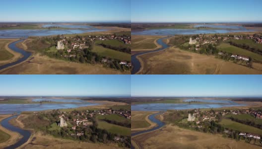 英国萨福克郡布莱斯堡村的4k无人机镜头高清在线视频素材下载