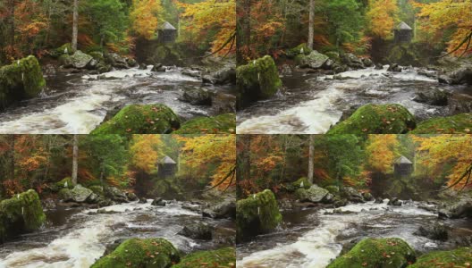 河穿过秋天的颜色在冬宫，苏格兰高清在线视频素材下载