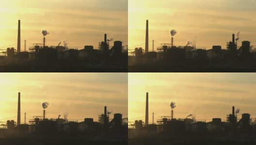 高清，NTSC:夕阳下的工厂(视频)高清在线视频素材下载