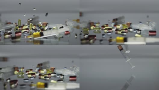 高清慢镜头:注射器和药物高清在线视频素材下载