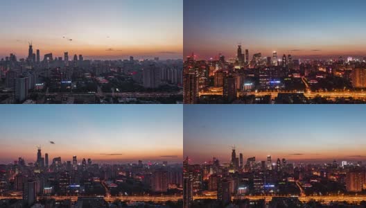 T/L WS HA PAN北京城市天际线黄昏到夜晚的过渡高清在线视频素材下载