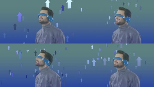 Man wearing virtual goggles高清在线视频素材下载
