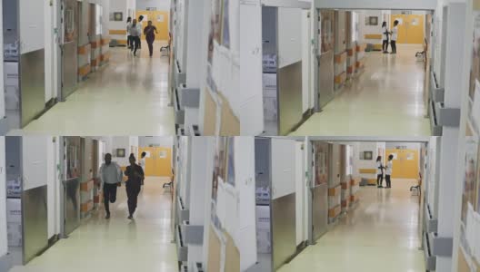 医护人员跑去医院急诊的慢动作视频高清在线视频素材下载
