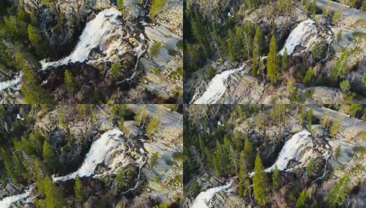 远离戏剧性的瀑布鹰瀑布，瀑布在太浩湖，加利福尼亚高清在线视频素材下载