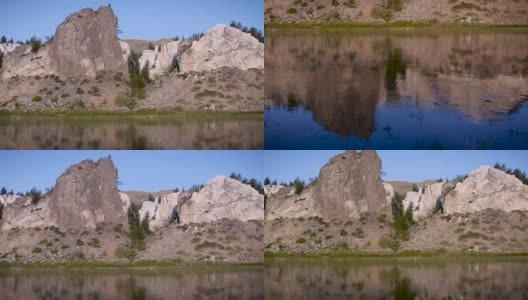 白色的悬崖倒映在蒙大拿的密苏里河上高清在线视频素材下载
