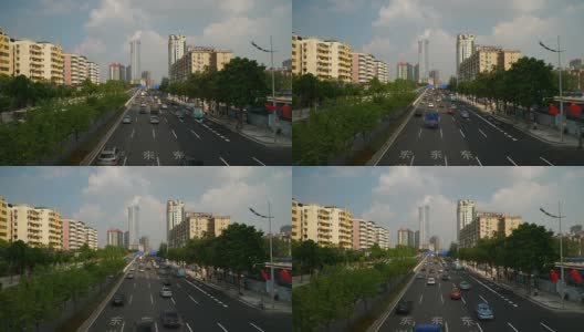 日落时分广州市交通街道步行桥全景4k高清在线视频素材下载