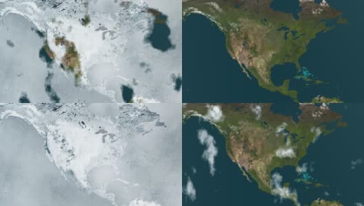 全球变冷-北美冻结，4K动画。高清在线视频素材下载