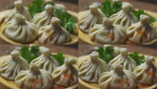 一盘美味的欣卡利饺子高清在线视频素材下载