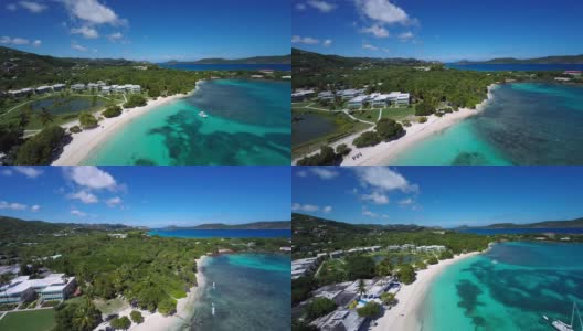 美属维尔京群岛圣托马斯蓝宝石湾的航拍录像高清在线视频素材下载
