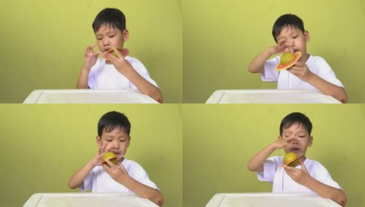 亚洲男孩生活太阳能系统玩具，家庭学习设备，在新冠病毒或新冠病毒爆发后的新常态变化期间呆在家里高清在线视频素材下载