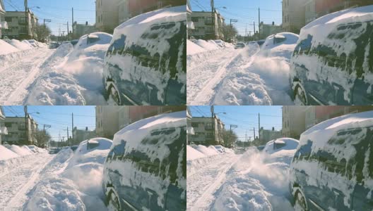 汽车雪与取暖4k高清在线视频素材下载