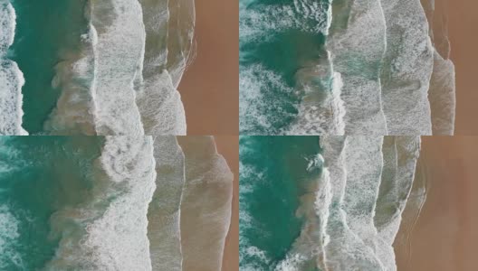 海浪打破空中鸟瞰美丽的海滩海景澳大利亚高清在线视频素材下载