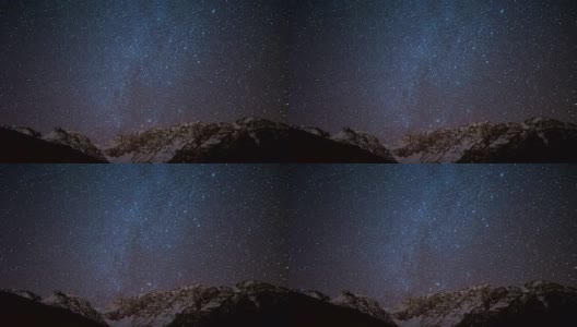银河系在雪山上移动的时间流逝视频高清在线视频素材下载