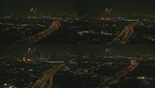 洛杉矶，航拍洛杉矶的夜晚。高清在线视频素材下载