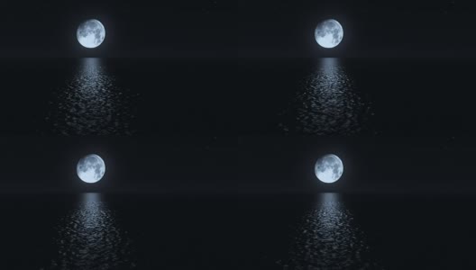 无缝循环月光路径与低傻瓜月亮在海面上高清在线视频素材下载
