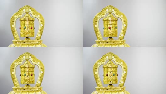 金色的祈祷轮在白色的背景与拷贝空间高清在线视频素材下载
