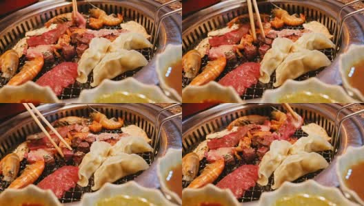 日本吃日式烧肉高清在线视频素材下载