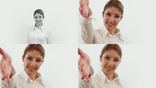 商务女性握手和微笑高清在线视频素材下载