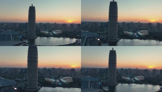 日落时分的郑州，中国河南省高清在线视频素材下载