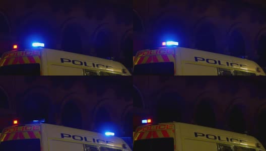 警察在夜间闪灯高清在线视频素材下载