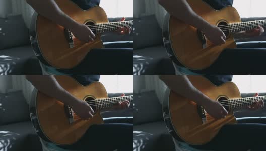 练习原声吉他高清在线视频素材下载