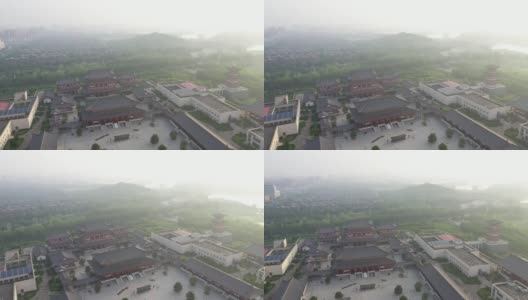 俯瞰古建筑社区的中国庙宇高清在线视频素材下载