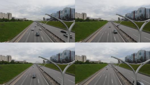 汽车在公路上行驶，交通高速公路，汽车在城市道路上行驶高清在线视频素材下载