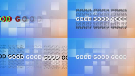 动画在白色和彩色的文字在发光的蓝色和白色的光方块高清在线视频素材下载